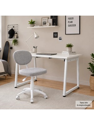 Vilinze Biga Çalışma Ofis Masası ve Deniz Çalışma Ofis Sandalyesi Set - 60X90 cm