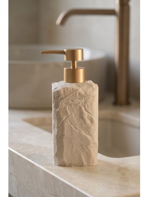 Acar Laduree Taş Görünümlü Sıvı Sabunluk Bej - 420 ml