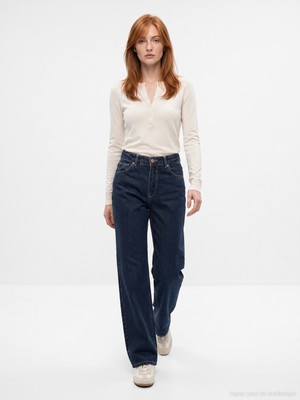 Dilvin 72369 %100 Pamuk Wide Leg Jean