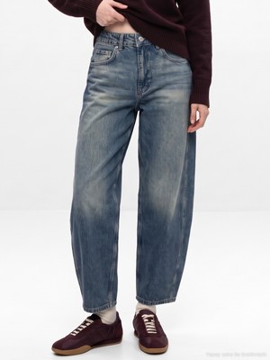Dilvin 72364 %100 Pamuk Yüksek Bel Barrel Jean