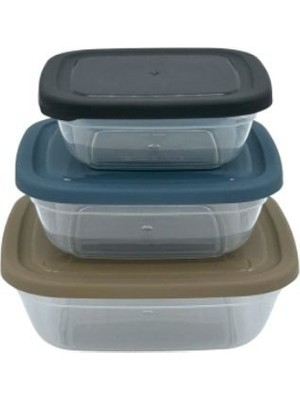 Asude ASD057 Maya Kare 3lü Saklama Kabı Seti 500-900-1500 ml Krem