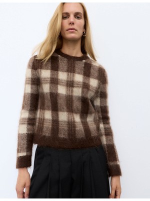 Marks & Spencer Ekose Desenli Mohair Karışımlı Kazak