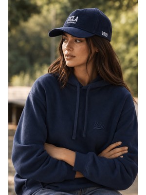Ucla WINDSOR Lacivert Kadife Baseball Cap Nakışlı - Unisex Şapka