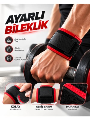 Dorasan Ayarlı Bileklik Güçlü Cırt Cırtlı Sabitleme Geniş Sarım Siyah Kırmızı