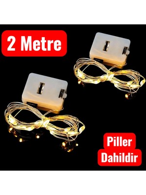 Trend Kent 2 Metre Peri LED Dekoratif Sarı Renk Mini Güç Kutulu (Piller Dahildir)