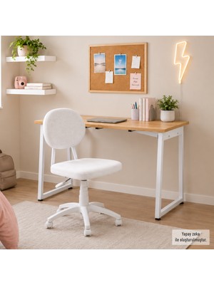 Vilinze Biga Çalışma Ofis Masası ve Deniz Çalışma Ofis Sandalyesi Set - 60X90 cm