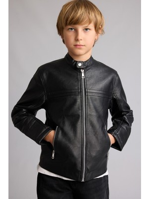 Defacto  Erkek Çocuk Deri Mont ve Ceket C4320A8/BK27 Black
