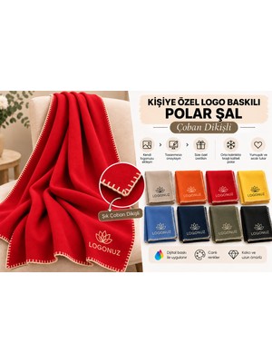 Arslan Deco Çoban Dikişli Kişiye Özel Logo Baskılı Polar Şal – 10 Adet Dijital Baskı Kurumsal Firma Şalı