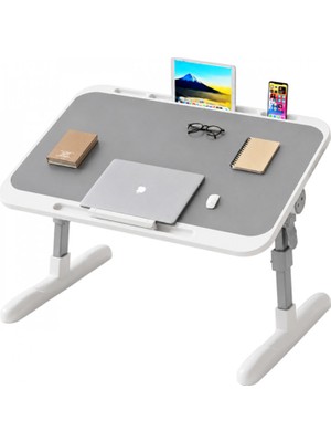 Efnaz Style SN-29698 Çok Fonksiyonlu Katlanabilir Yatak Koltuk Laptop Masası Yükseklik ve Açı Ayarlı Gri 60X40CM
