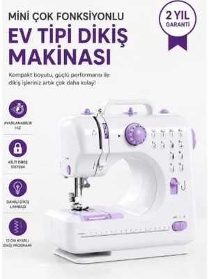 Laraheiser Kompakt Çok Fonksiyonlu Dikiş Makinesi 12 Desenli Ayarlanabilir Hızlı Ayak Pedallı