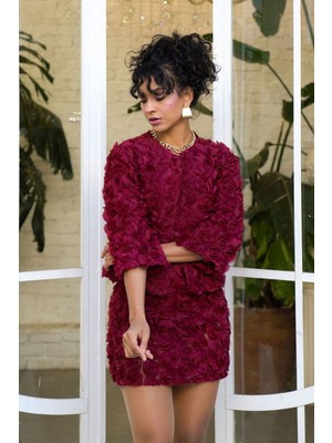 Very Moda Gül Desenli Tül Ceket | F1754