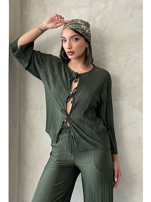 Very Moda Önden Bağlamalı Plise Gömlek - | F1739
