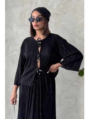 Very Moda Önden Bağlamalı Plise Gömlek - | F1739
