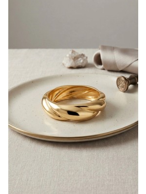 Marsilyan Gold Renk Pirinç Sarmal Model Vintage Kalın Kelepçe Bilezik TJ-BB8865