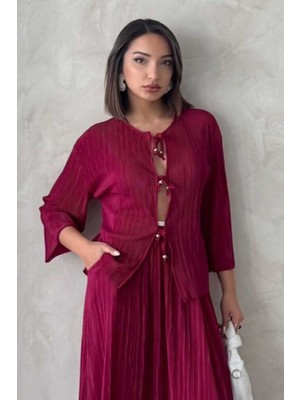 Very Moda Önden Bağlamalı Plise Gömlek - | F1739