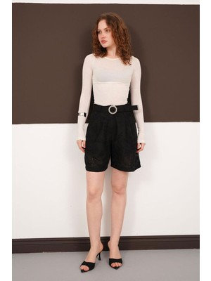 Very Moda Nakışlı Vual Şort | D2821