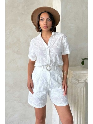 Very Moda Nakışlı Vual Gömlek | D2819