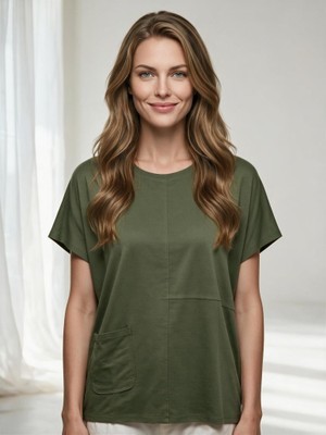Salaş Kesim Tek Cepli Kısa Kollu Penye Tunik T-Shirt