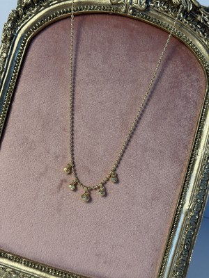 CM Jewelry Gold Renk Beşli Sallantı Detaylı Top Zincir Kolye