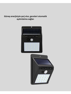 Güneş Enerjili Hareket Sensörlü LED Lamba 20'li Set Bahçe