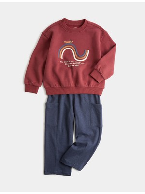 Marks & Spencer Kaykay Baskılı Sweatshirt Çocuk Takımı