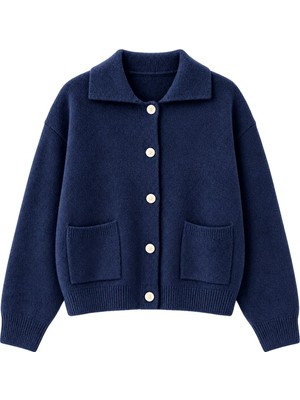 Retrobird Darcy Polo Yaka Cepli Triko Hırka Kadın Lacivert