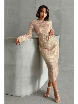 Very Moda Tüy Pullu Etek | F1621