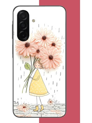 Aksesuarist Samsung Galaxy A26 Uyumlu Yağmur Altında Çiçekler Baskılı Silikon Kılıf