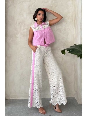 Very Moda Kot Detaylı Dantel Pantolon | F1759