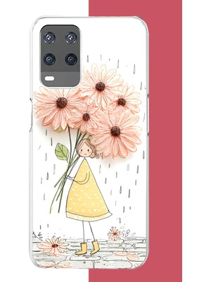 Aksesuarist Oppo A54 Uyumlu Yağmur Altında Çiçekler Baskılı Silikon Kılıf
