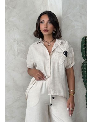Very Moda Çiçek Detaylı Gömlek | D2890
