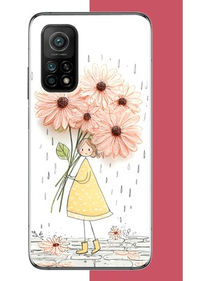 Aksesuarist Xiaomi Mi 10T-10T Pro Uyumlu Yağmur Altında Çiçekler Baskılı Silikon Kılıf