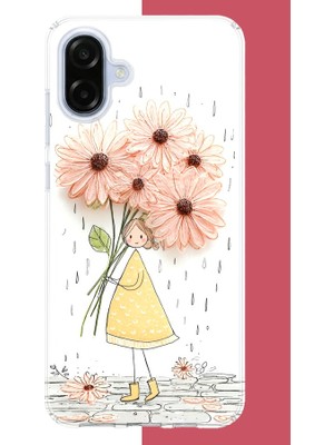 Aksesuarist Samsung Galaxy A07 Uyumlu Yağmur Altında Çiçekler Baskılı Silikon Kılıf