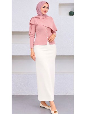 Cng Moda Scuba Kumaş Beli Lastikli Kalem Etek