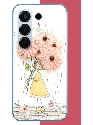 Aksesuarist Tecno Camon 50 Pro Uyumlu Yağmur Altında Çiçekler Baskılı Silikon Kılıf