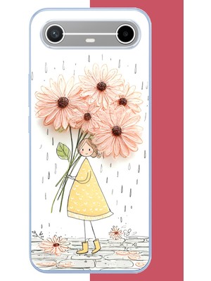 Aksesuarist Tecno Spark Slim 5g Uyumlu Yağmur Altında Çiçekler Baskılı Silikon Kılıf