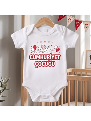 Egg Baby Cumhuriyet Çocuğu Baskılı %100 Pamuklu Bebek Zıbın Body Kısa Kollu 29 Ekim Cumhuriyet Bayramı