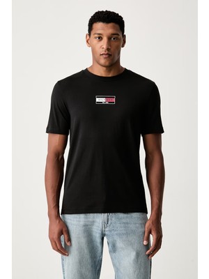 Tommy Hilfiger Erkek Kısa Kol Pamuklu Regular Fit Siyah T-Shirt MW0MW44882-BDS