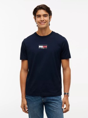 Tommy Hilfiger Erkek Kısa Kol Pamuklu Regular Fit Lacivert T-Shirt MW0MW44882-DW5
