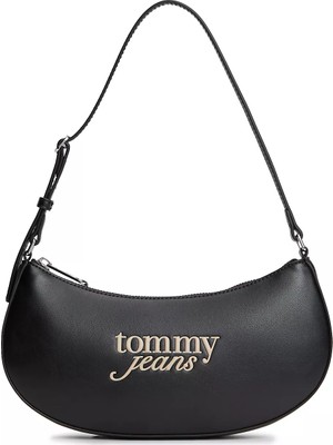 Tommy Hilfiger Kadın Ayarlanabilir Askılı Kabartma Logolu Fermuarlı Siyah Çanta AW0AW19047-BDS