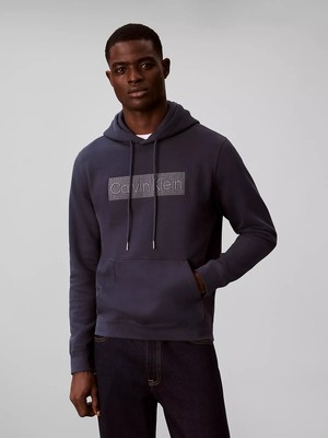 Calvin Klein Erkek Regular Fit Grafik Baskılı Şardonlu Kapüşonlu Uzun Kollu Lacivert Sweatshirt LV04LH227G-CCI