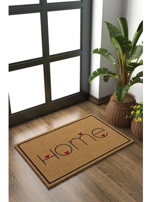 Decovetro Koko Paspas Home Kırmızı Kalp Desenli Koko Kapı Önü Paspası 40 x 60 cm