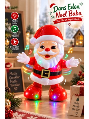 Nunu Dans Eden Noel Baba Sesli Işıklı Müzikli Hareketli Oyuncak Yılbaşı Dekoru ve Noel Süsü