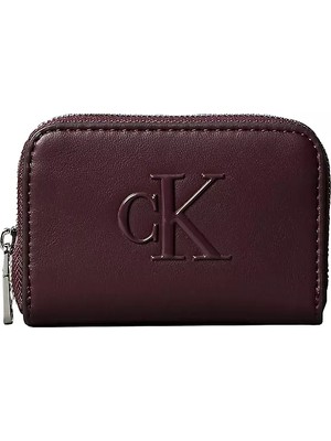 Calvin Klein Kadın Ck Desenli Fermuar Kapamalı Kart Bölmeli Bordo Cüzdan LV04F1154G-BAP