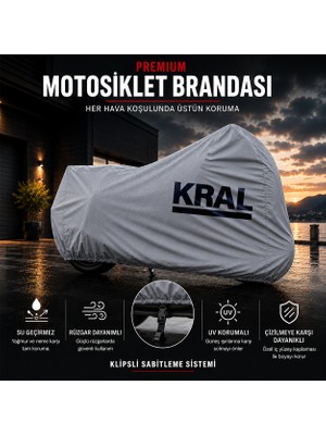 ULTRASHOP Kral Motor Ares 125 Gri Motosiklet Branda Su Geçirmez Motor Branda