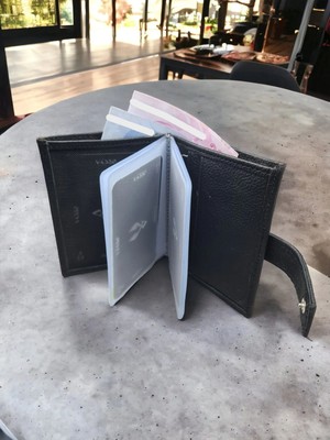 Visso 403 Hakiki Deri Isme Özel Kredi Kartlıklı Kağıt Para Bölmeli Siyah Kartlık Cüzdan Erkek Kadın Kullanım Siyah Renk Gerçek Deri