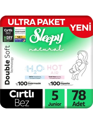 Sleepy Natural Double Soft Ultra Paket Bebek Bezi 5 Numara Junior 78 Adet