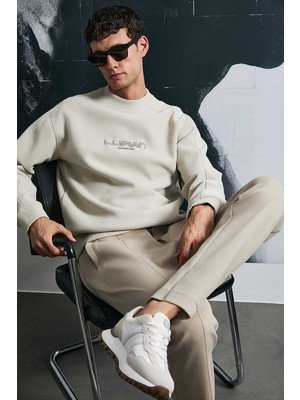 Lufian Dark Erkek Sweatshirt Ekru