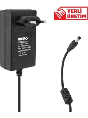 TKÇ Weko 12 Volt 3.2 Amper 38 Watt Plastik Kasa Priz Tipi Adaptör (5.5x2.5 Uçlu) Ab