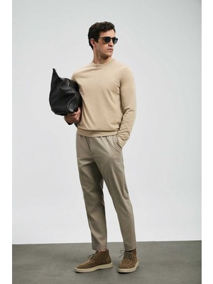 Lufian Amber Smart Erkek Chino Pantolon Slim Fit Bej